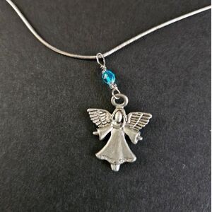 Silver guardian angel charm necklace 22-26"